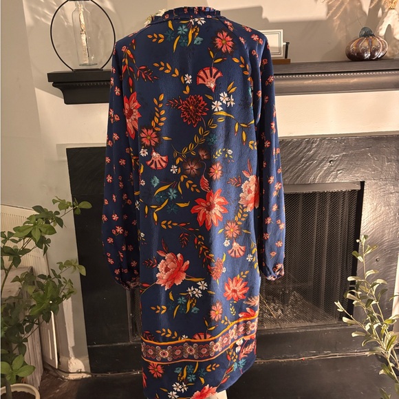 LOFT Iconic Blue Floral Long Sleeve Dress - Picture 6 of 14